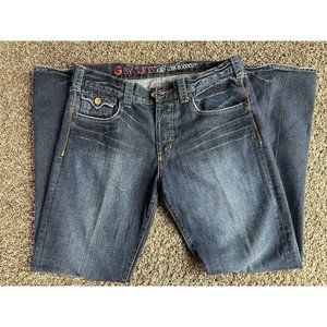 G by Guess Jeans Mens 33/30 Joey Low Bootcut Relaxed Blue Dark Wash Denim Cotton